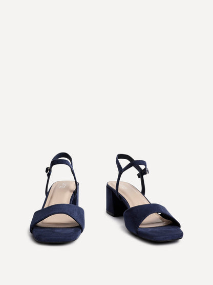Darlene Navy Faux Suede Low Heeled Sandals