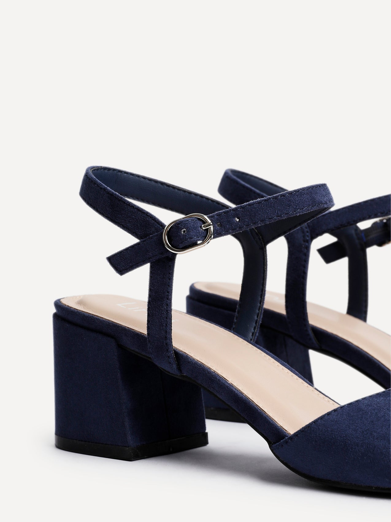 Darlene Navy Faux Suede Low Heeled Sandals