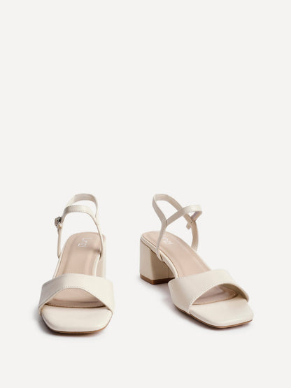 Darlene Nude Faux Leather Low Heeled Sandals