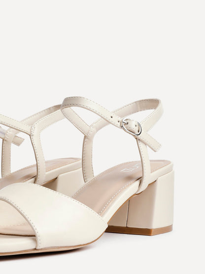 Darlene Nude Faux Leather Low Heeled Sandals