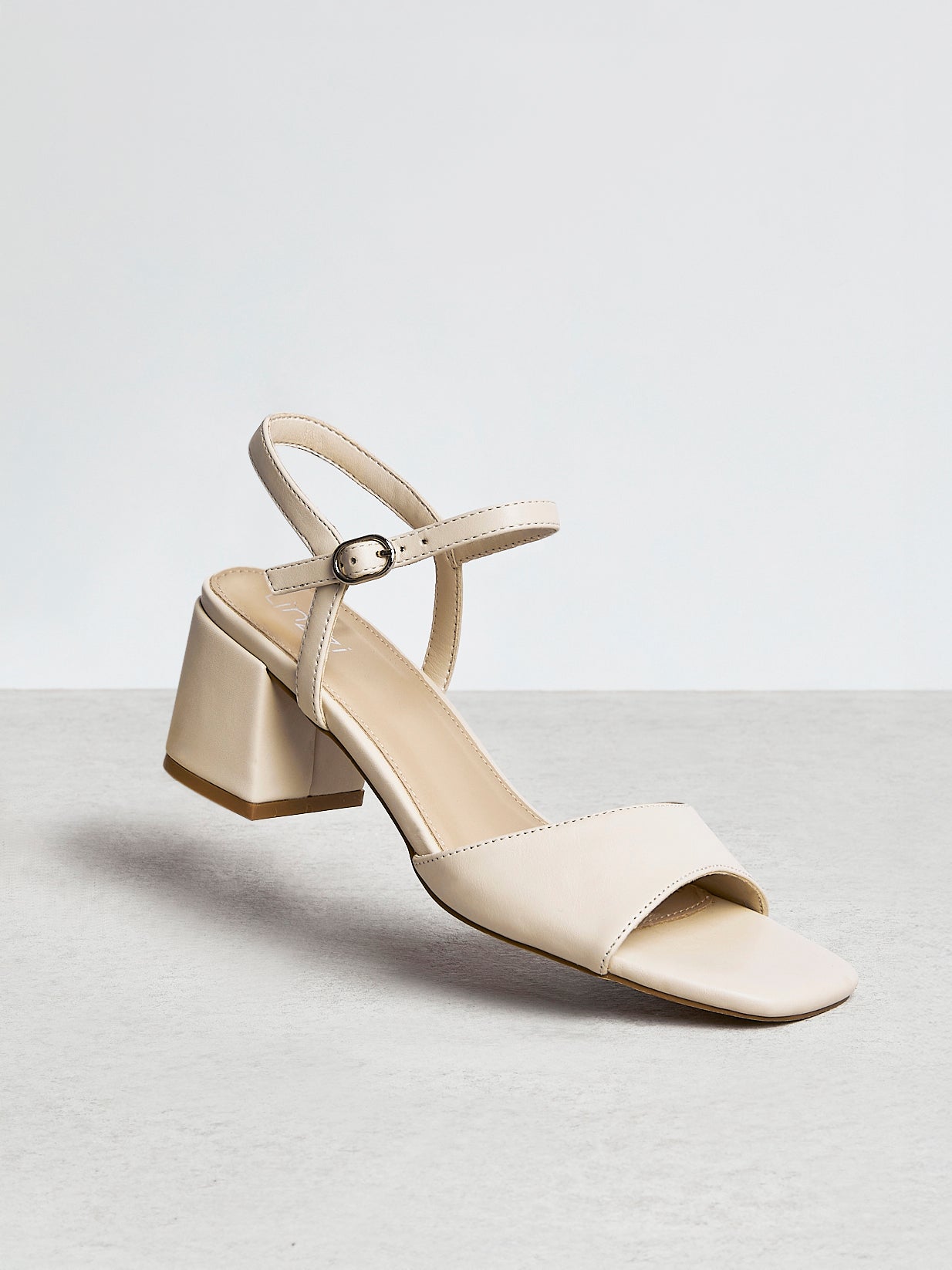 Darlene Nude Faux Leather Low Heeled Sandals