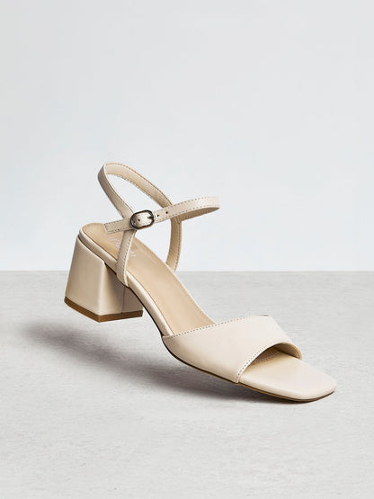 Darlene Nude Faux Leather Low Heeled Sandals
