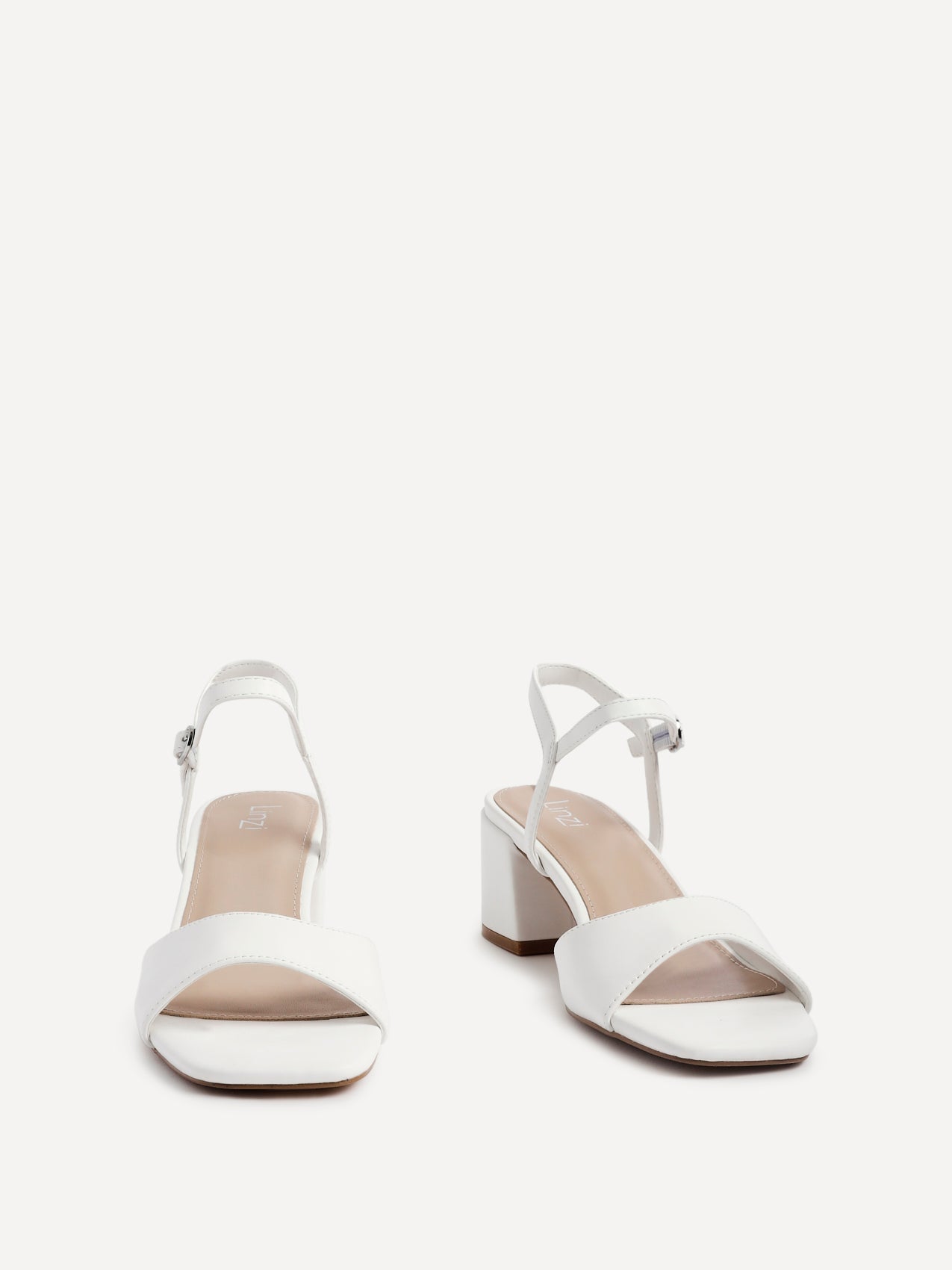 Darlene White Faux Leather Low Heeled Sandals