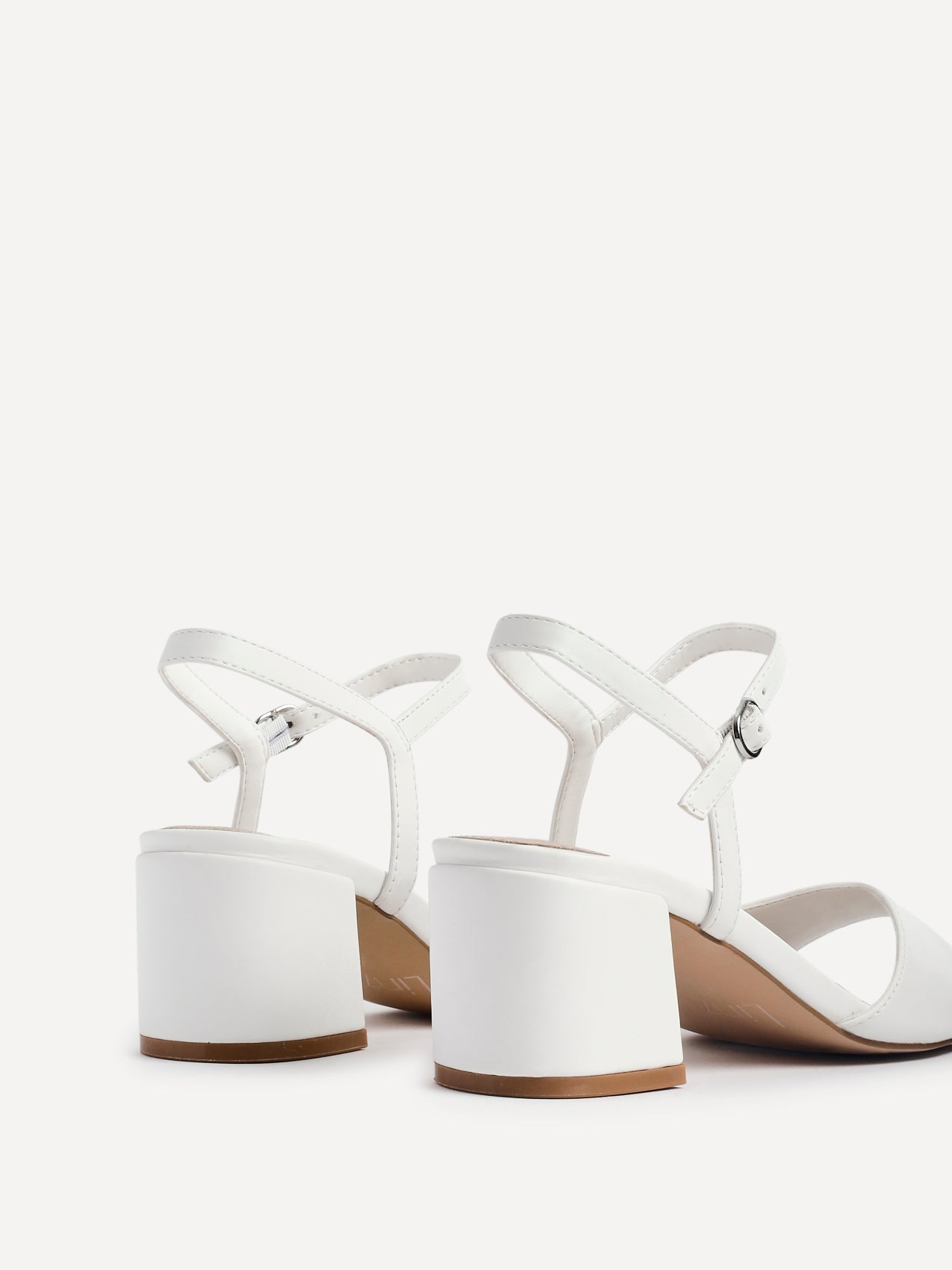 Darlene White Faux Leather Low Heeled Sandals