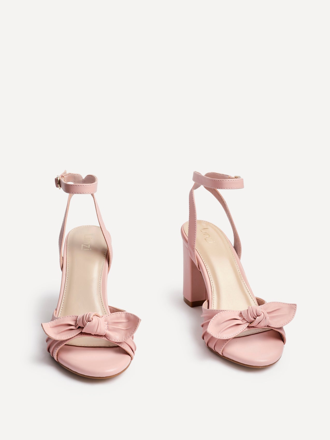 Darling Dusky Pink Leather Bow Detail Heels