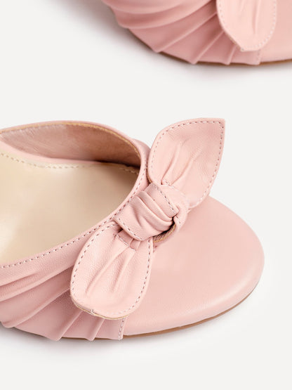 Darling Dusky Pink Leather Bow Detail Heels