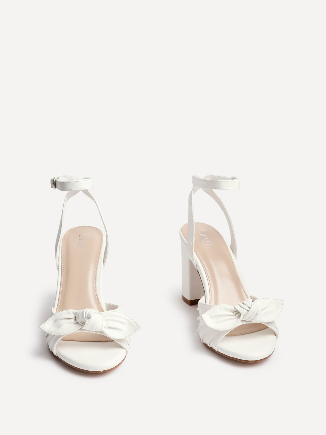 Darling White Faux Leather Bow Detail Heels