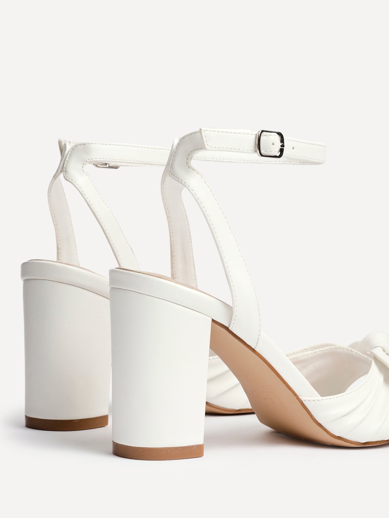 Darling White Faux Leather Bow Detail Heels