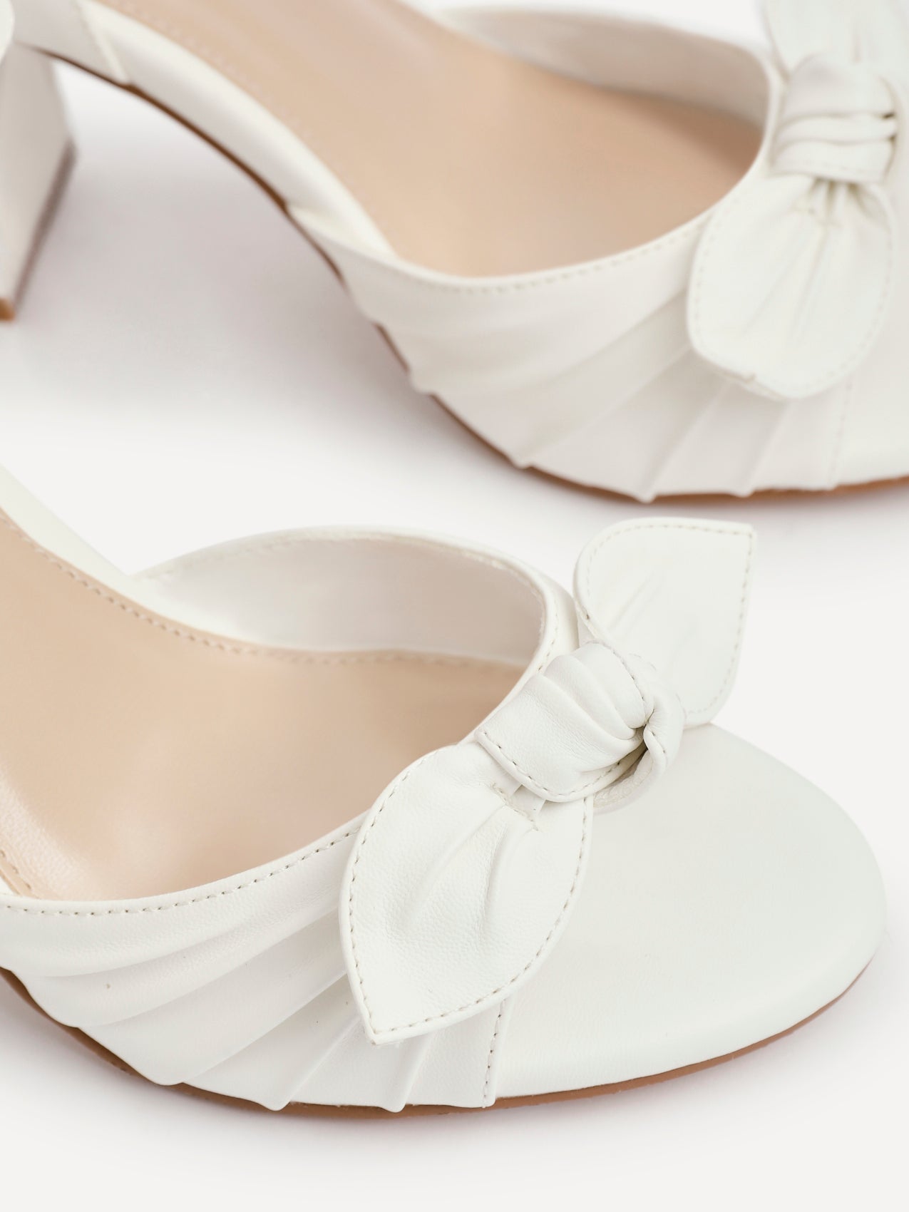 Darling White Faux Leather Bow Detail Heels