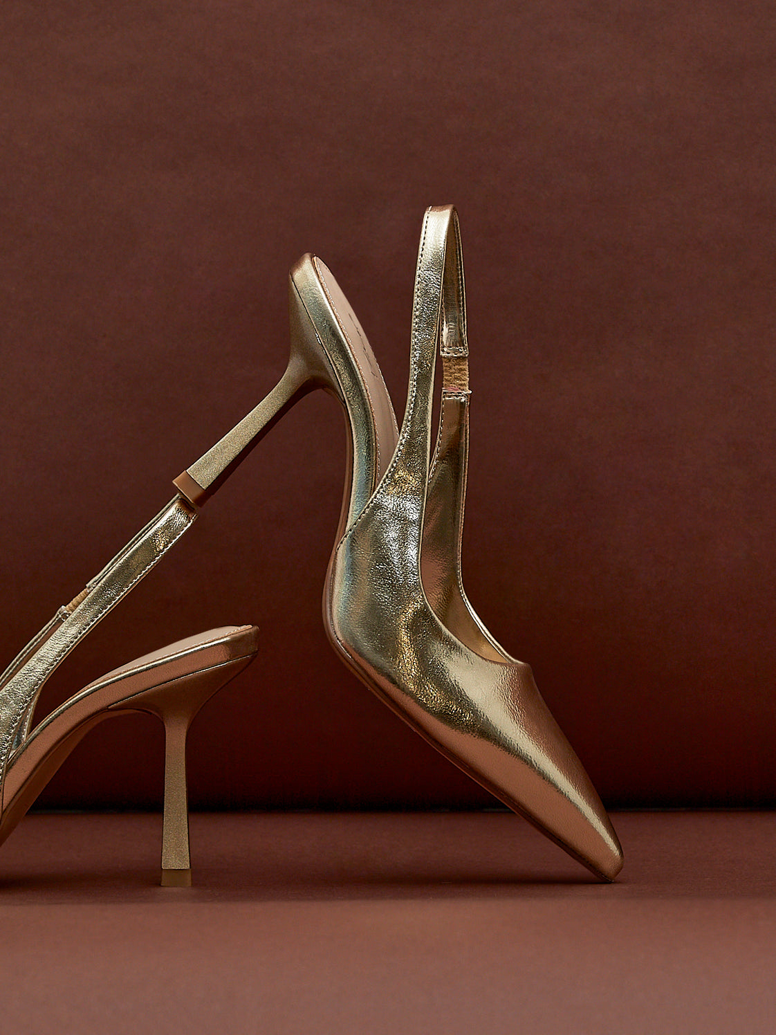 Dash Gold Faux Leather Court Heels