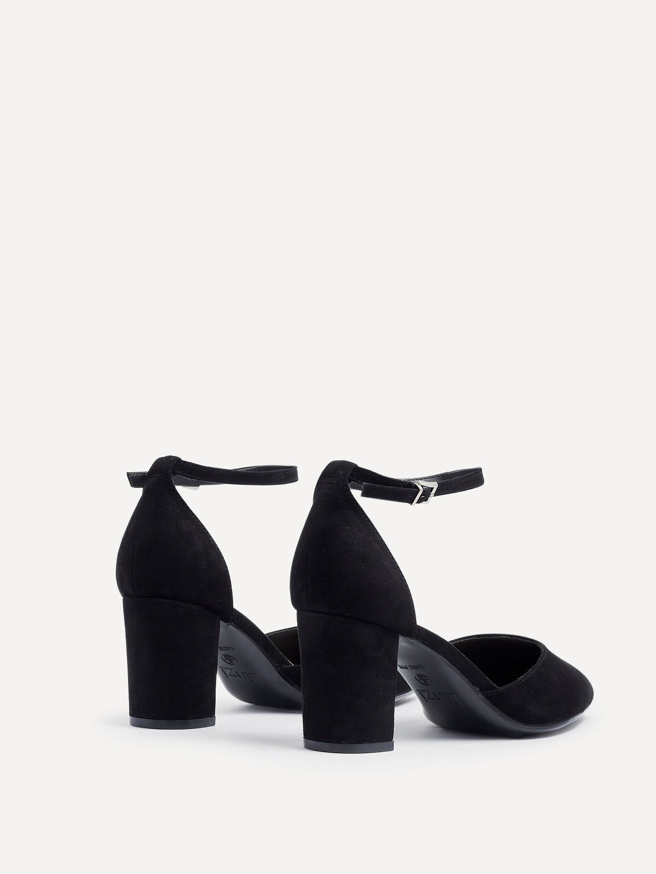 Davina Wide Fit Black Faux Suede Court Heels