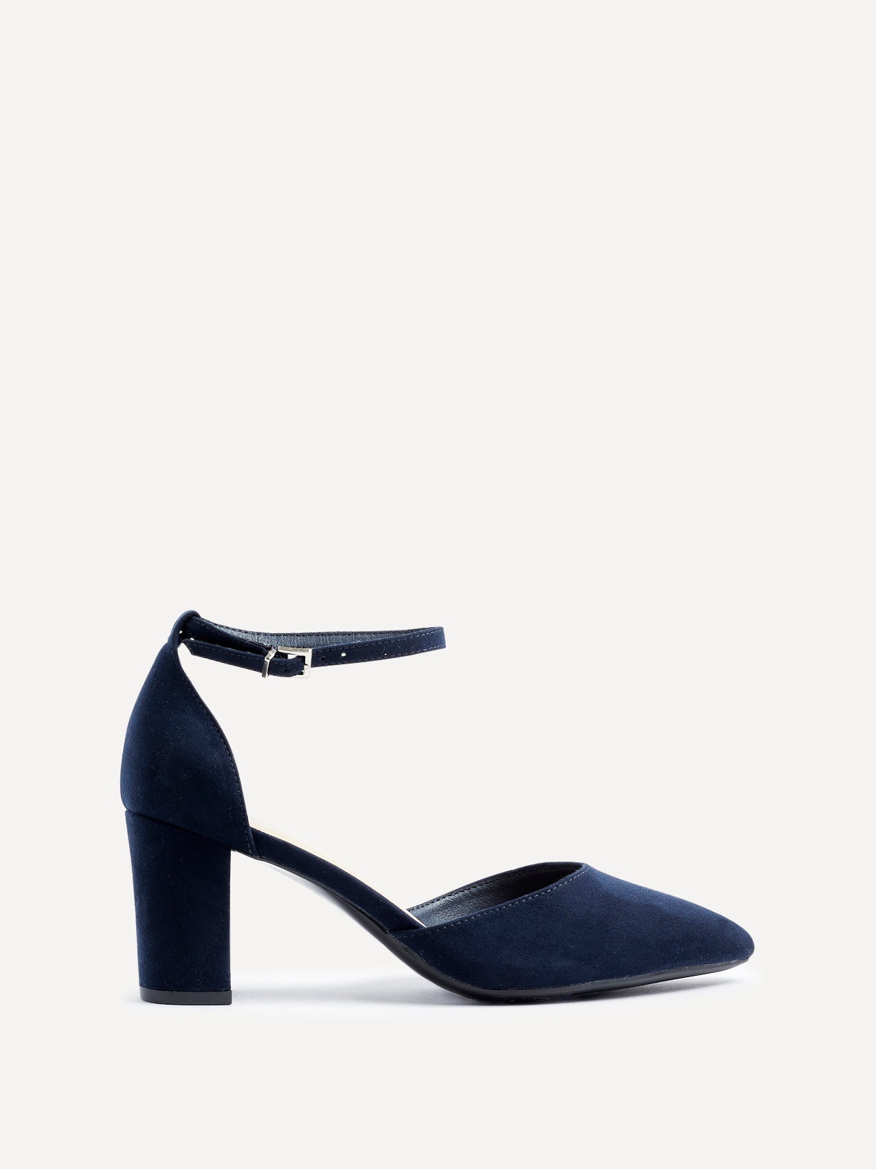 Davina Wide Fit Navy Faux Suede Court Heels