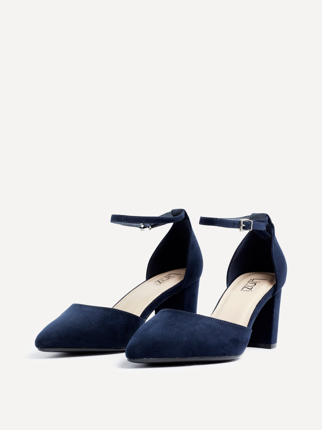 Davina Wide Fit Navy Faux Suede Court Heels