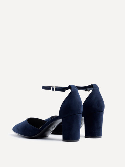 Davina Wide Fit Navy Faux Suede Court Heels