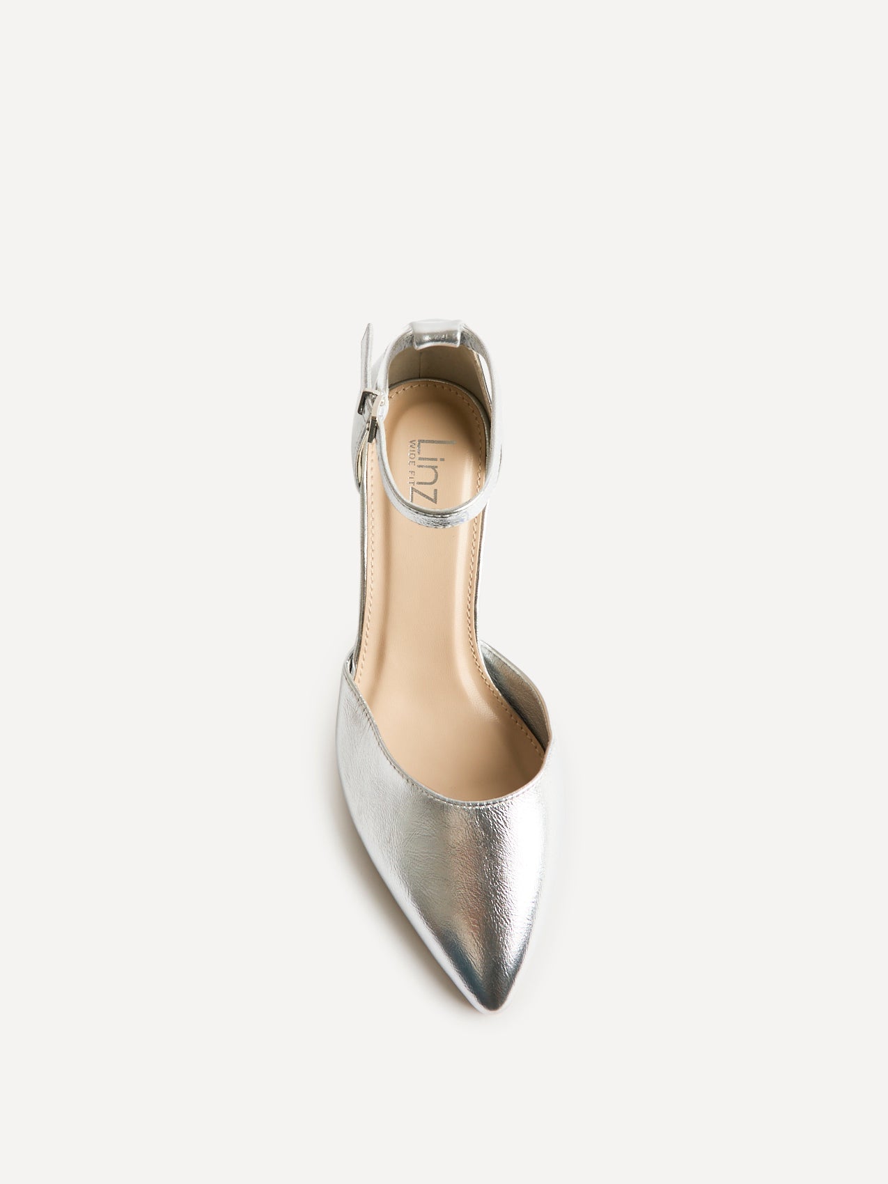 Davina Wide Fit Silver Faux Leather Court Heels