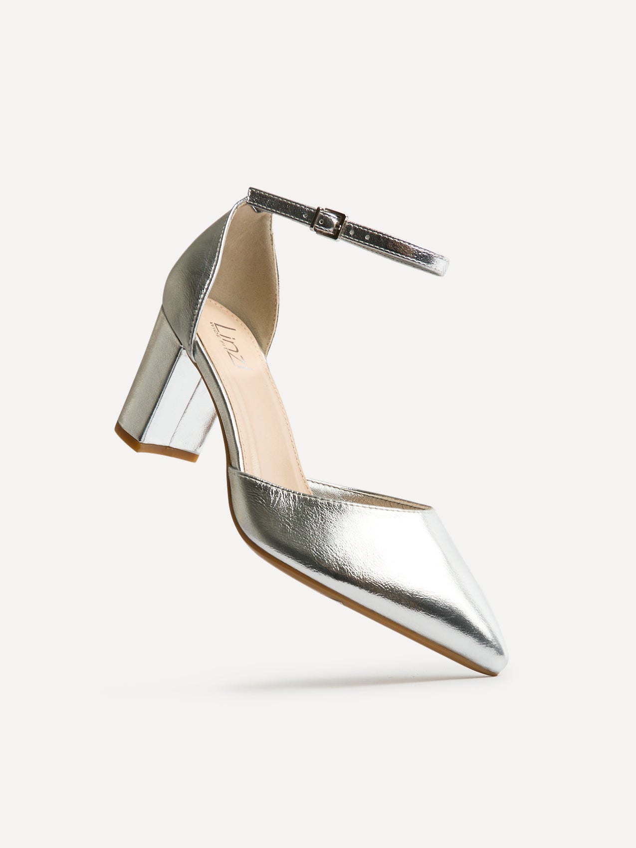 Davina Wide Fit Silver Faux Leather Court Heels