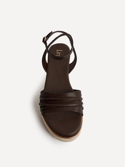 Dazed Brown Faux Leather Flatform Sandals