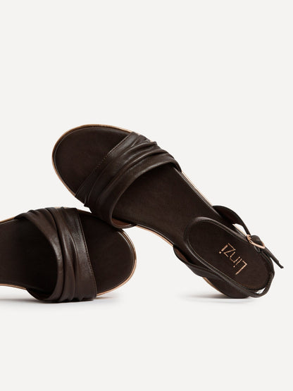 Dazed Brown Faux Leather Flatform Sandals