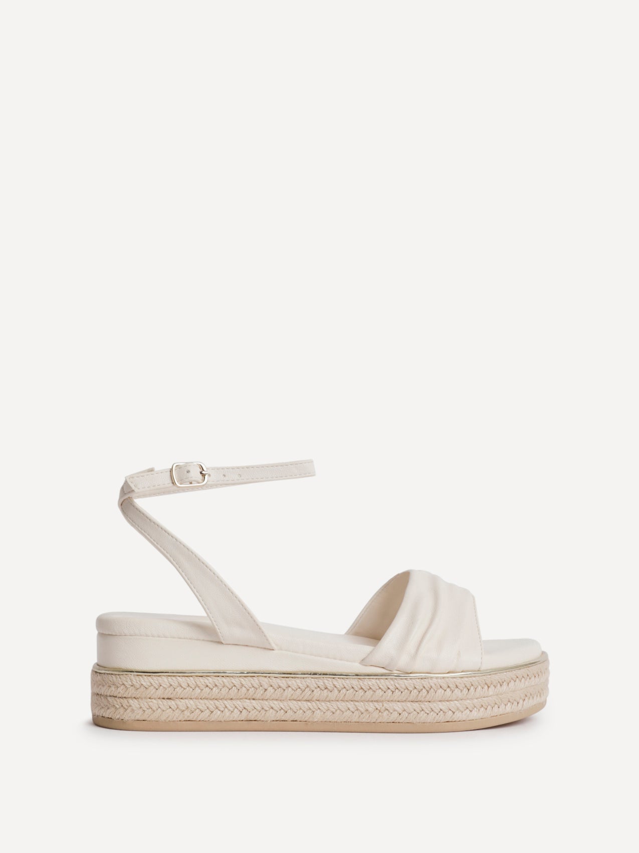 Dazed Ivory Faux Leather Flatform Sandals