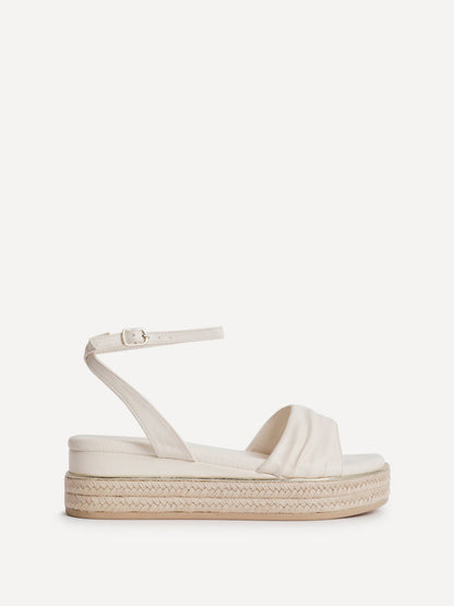 Dazed Ivory Faux Leather Flatform Sandals