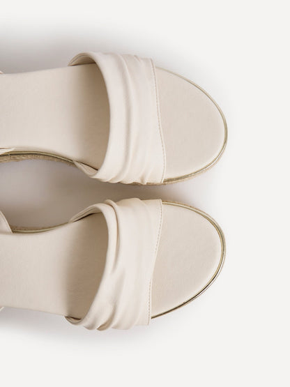 Dazed Ivory Faux Leather Flatform Sandals