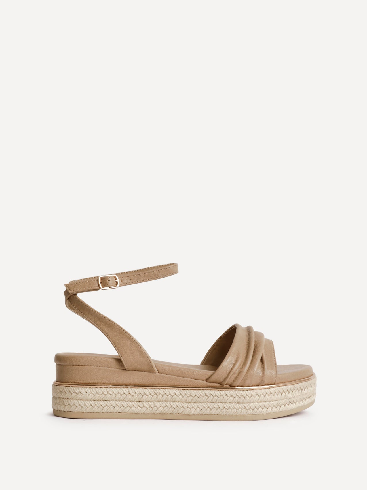 Dazed Mocha Faux Leather Flatform Sandals