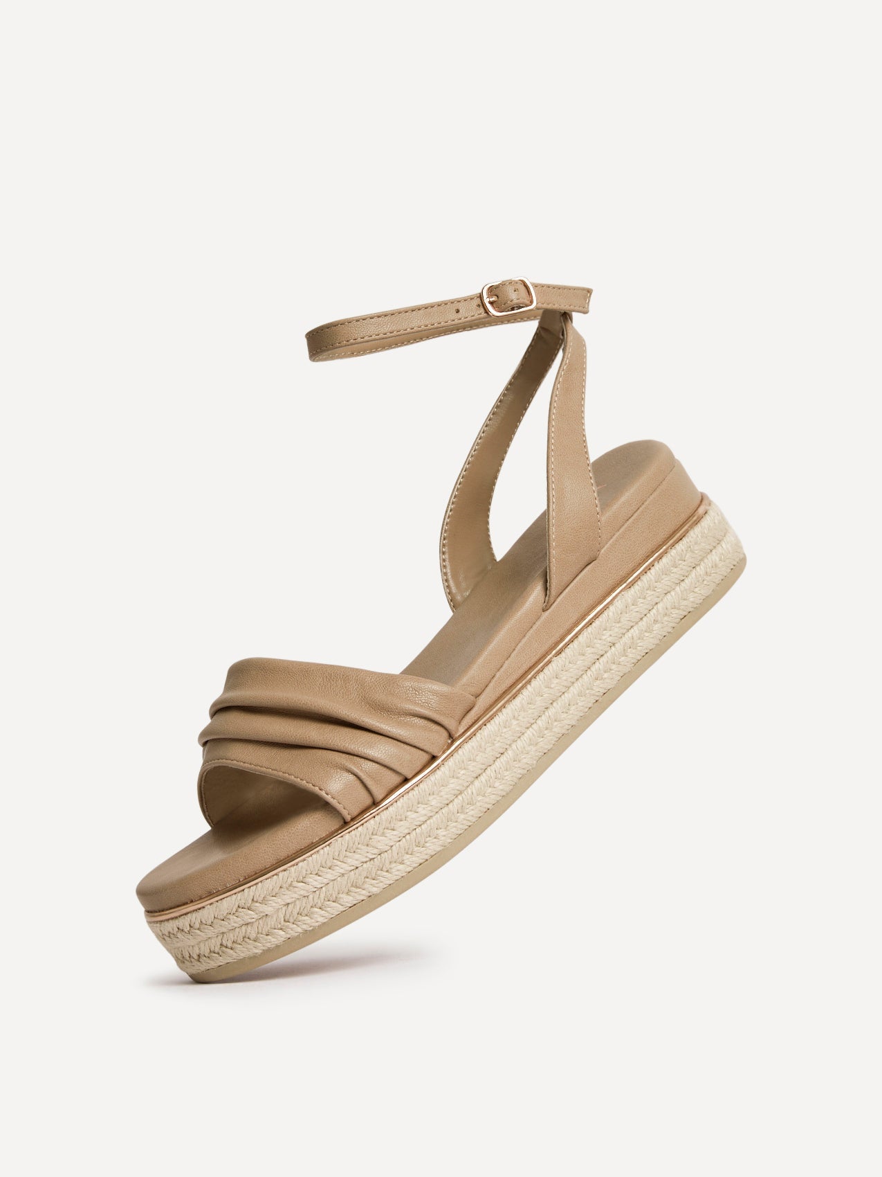 Dazed Mocha Faux Leather Flatform Sandals