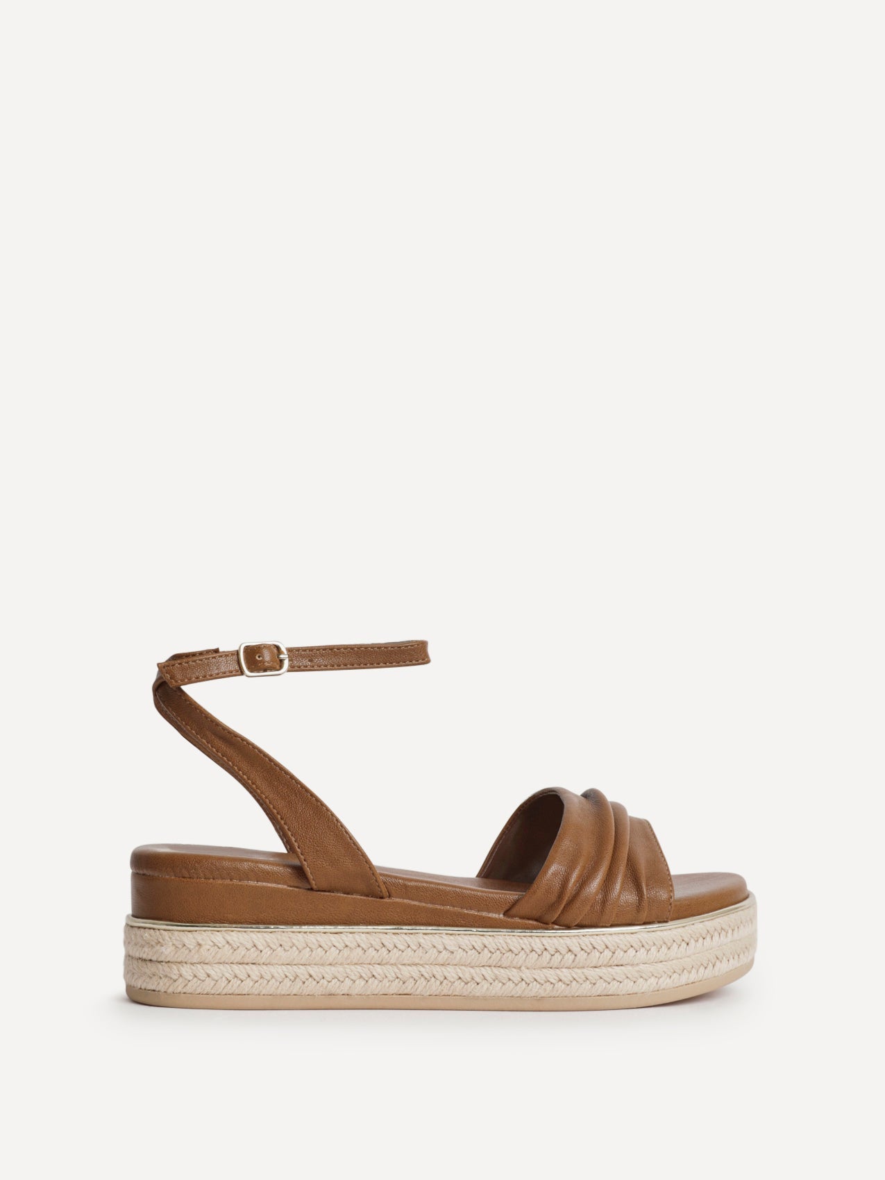 Dazed Tan Faux Leather Flatform Sandals
