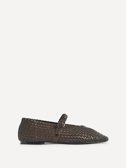 Debut Brown Handwoven Ballet Flats