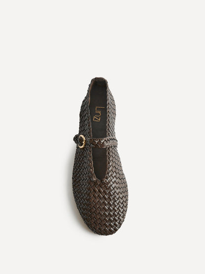 Debut Brown Handwoven Ballet Flats