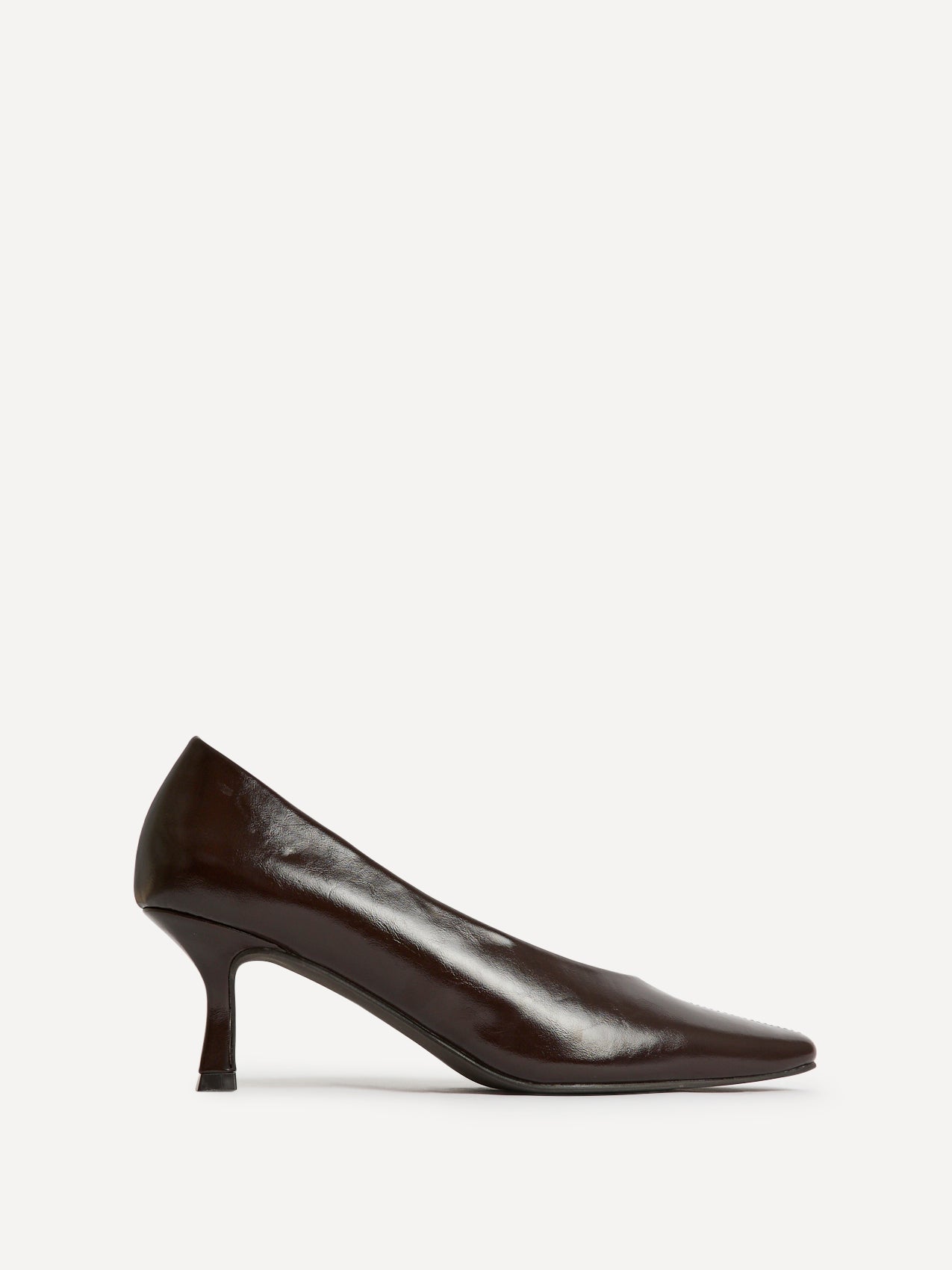 Delaney Brown Faux Leather Square Toe Court Heels