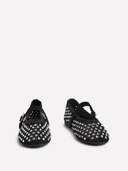 Delicate Black Suede Ballet Pumps