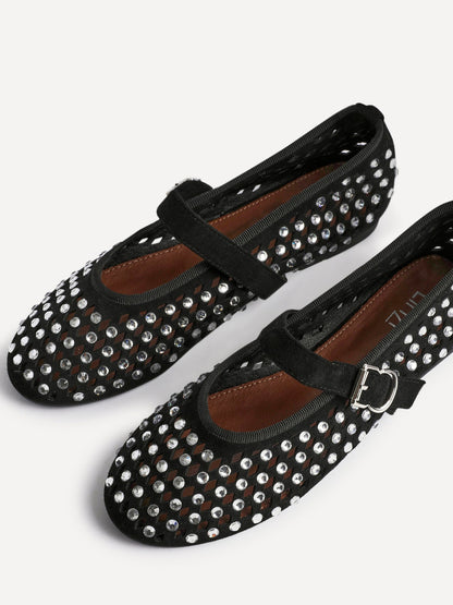 Delicate Black Suede Ballet Pumps