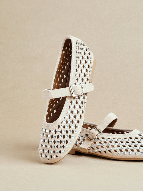 Delicate Nude Suede Ballet Pumps