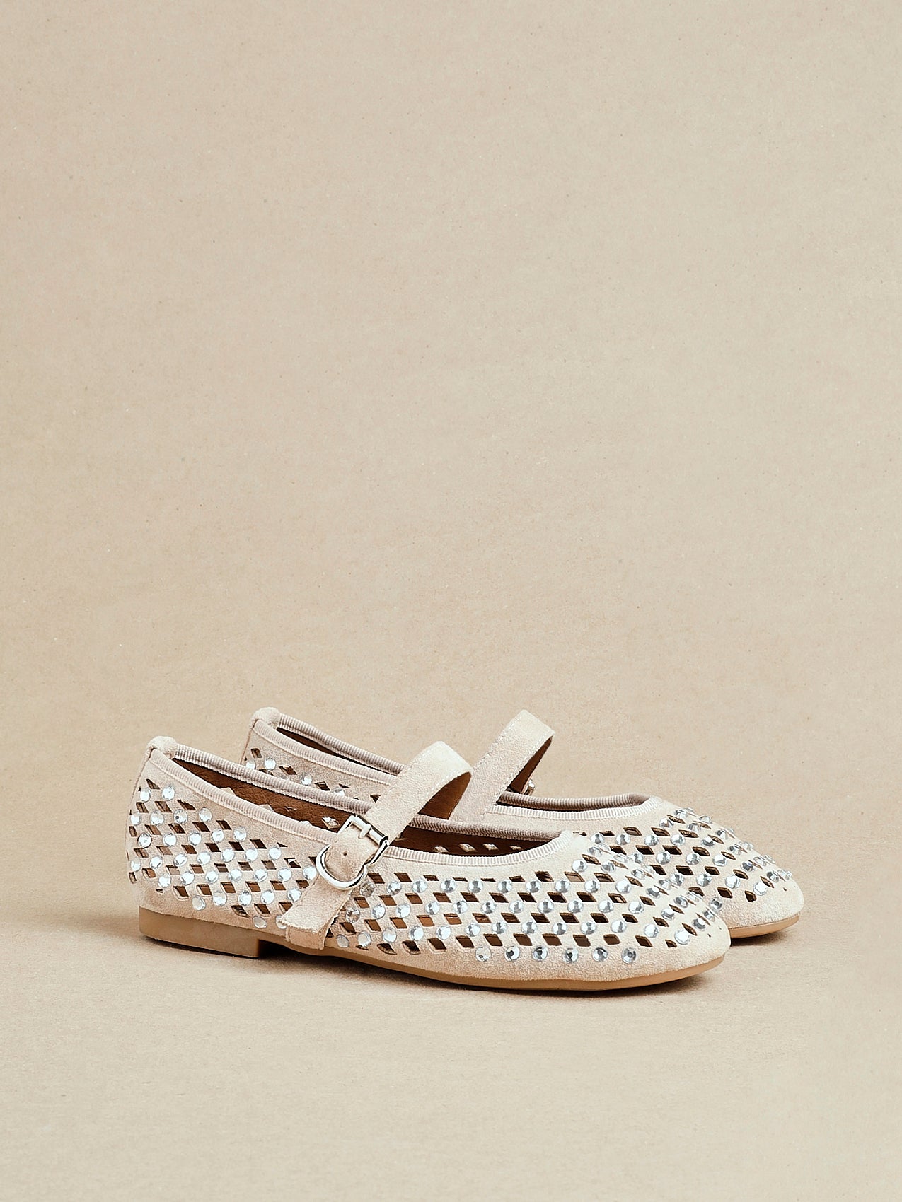 Delicate Nude Suede Ballet Pumps
