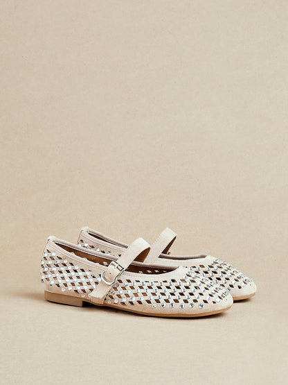 Delicate Nude Suede Ballet Pumps