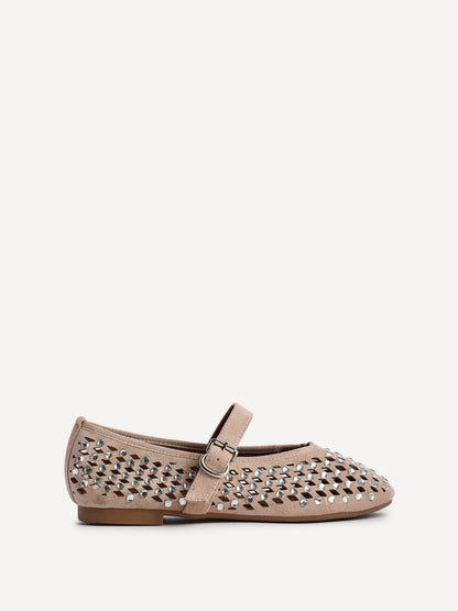 Delicate Nude Suede Ballet Pumps