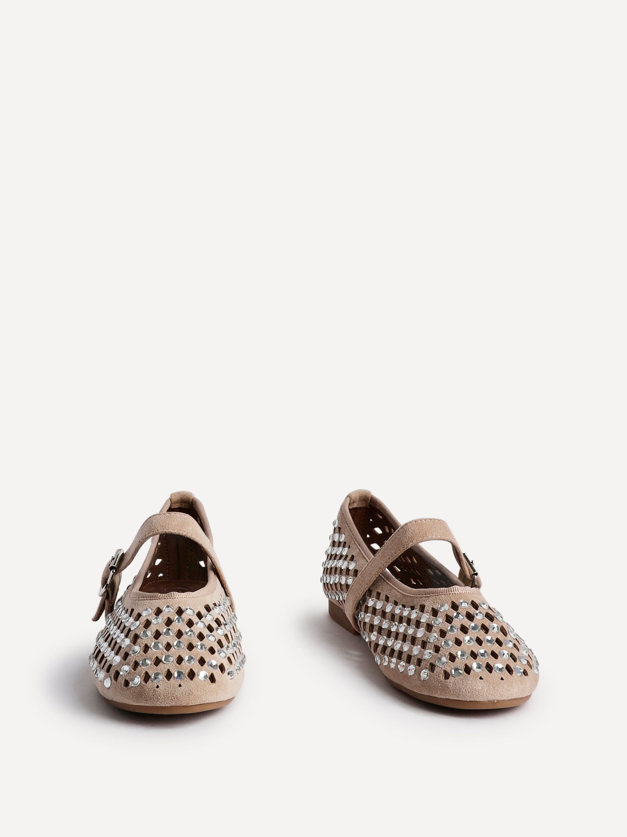 Delicate Nude Suede Ballet Pumps
