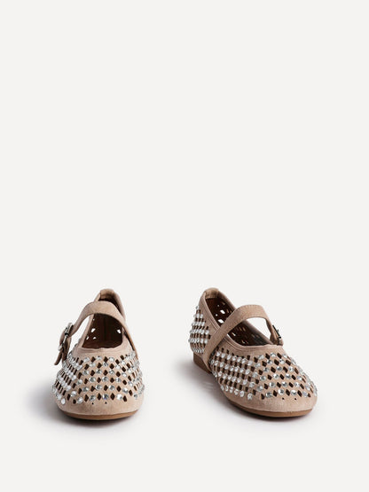 Delicate Nude Suede Ballet Pumps