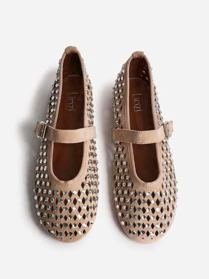 Delicate Nude Suede Ballet Pumps