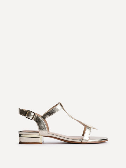 Deluxe Wide Fit Gold T-Bar Sandals