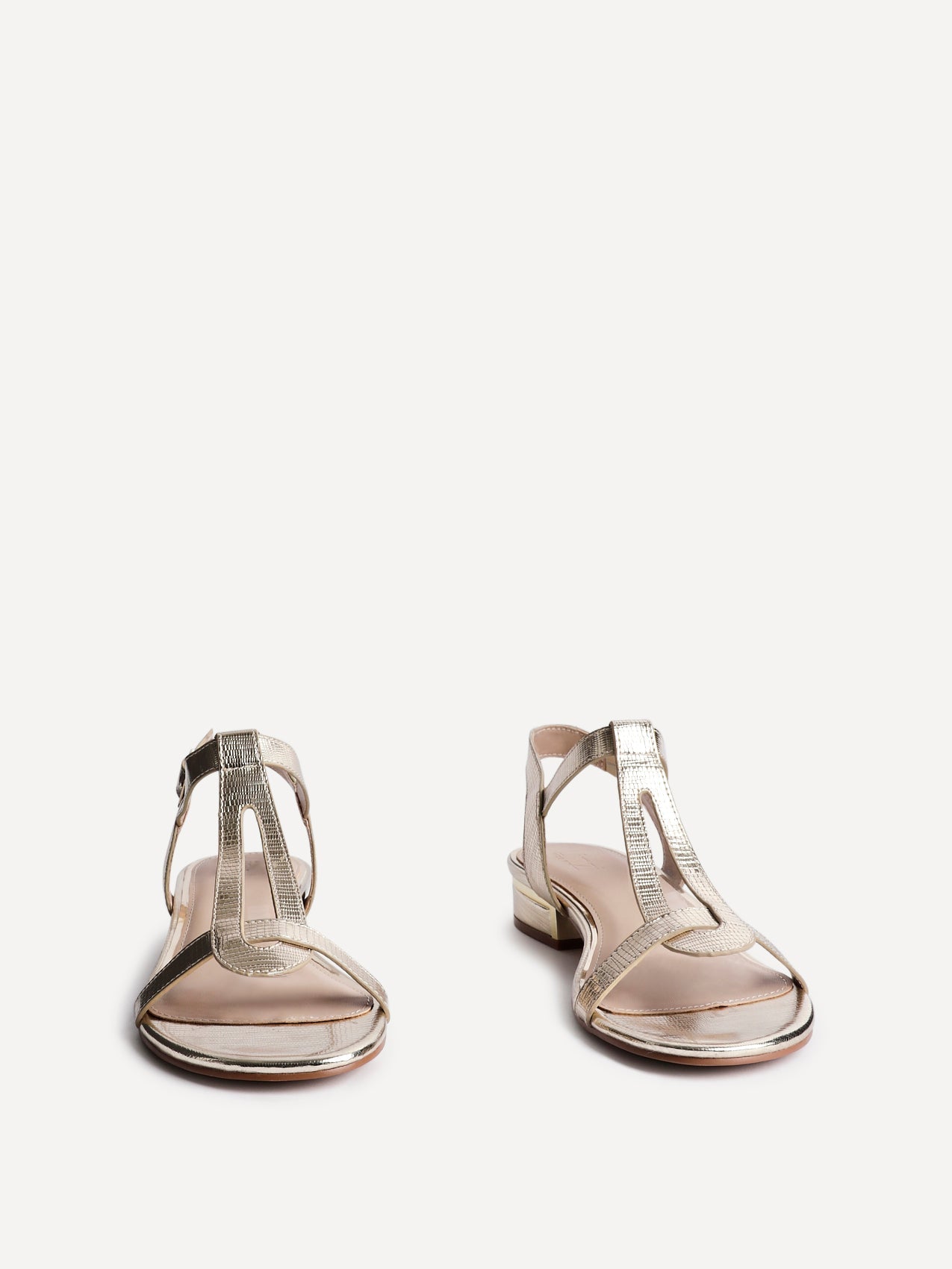 Deluxe Wide Fit Gold T-Bar Sandals
