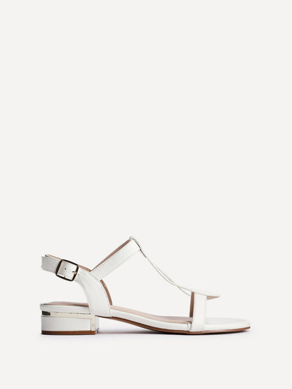 Deluxe Wide Fit White T-Bar Sandals