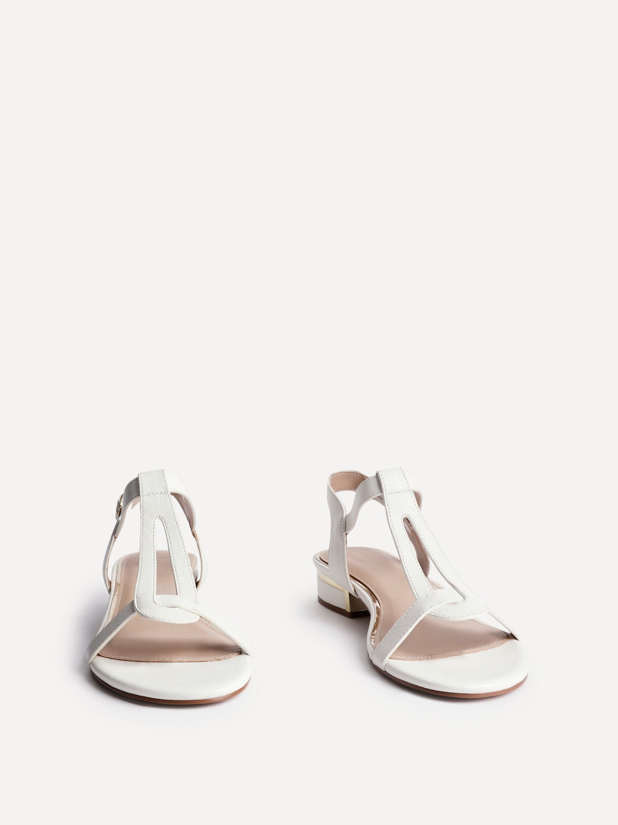 Deluxe Wide Fit White T-Bar Sandals