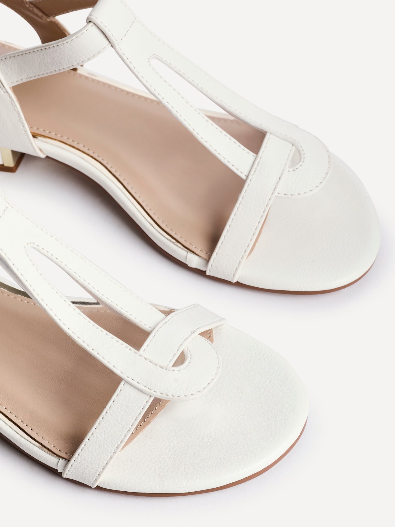 Deluxe Wide Fit White T-Bar Sandals