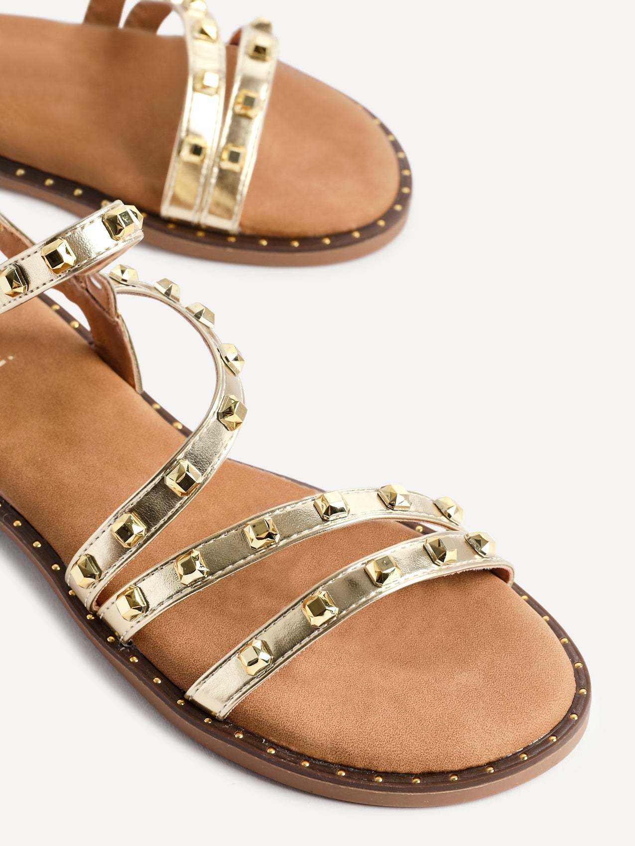 Destino Gold Studded Gladiator Sandals