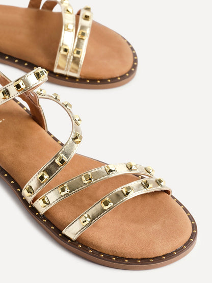 Destino Gold Studded Gladiator Sandals
