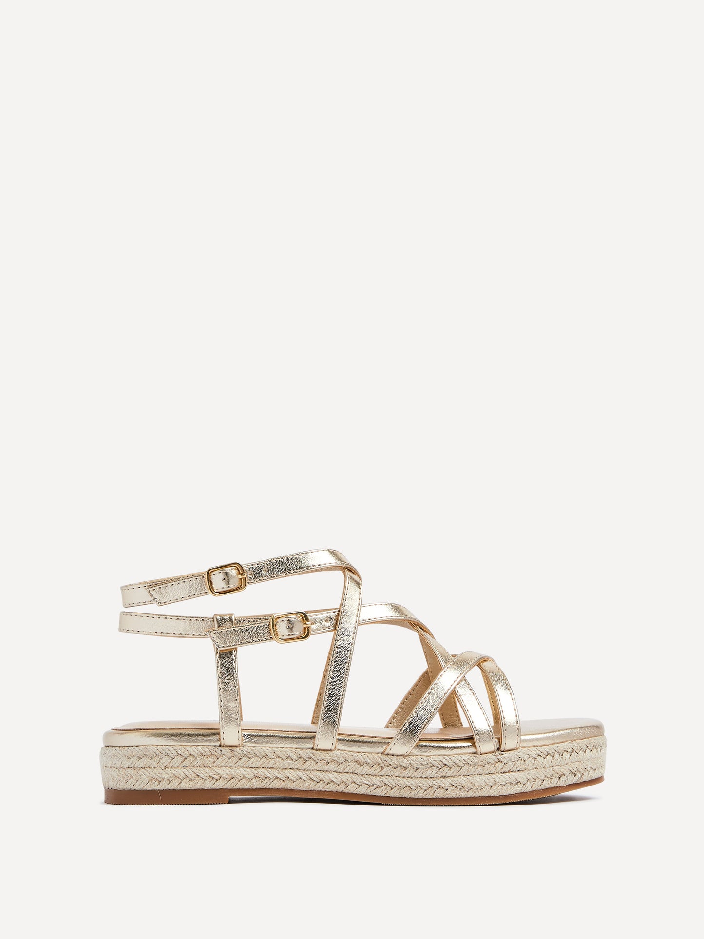 Dezi Gold Strappy Flatform Sandals
