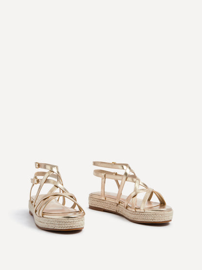 Dezi Gold Strappy Flatform Sandals