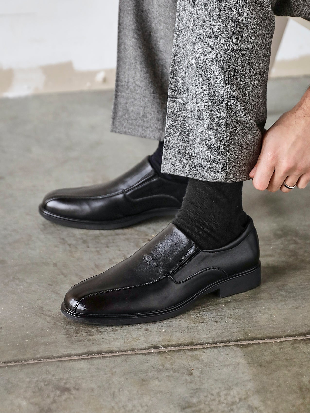 Diego Mens Black Faux Leather Slip-On Shoes